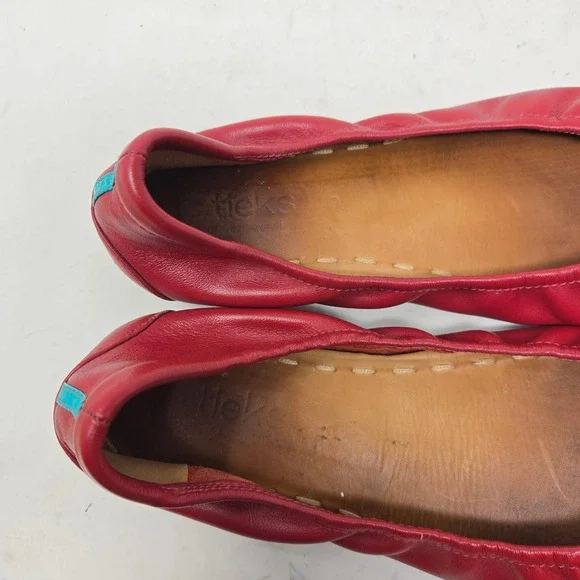 Tieks by Gavrieli Cardinal Red Leather Ballet Flats Size 9 Signature Teal Sole - Picture 15 of 16
